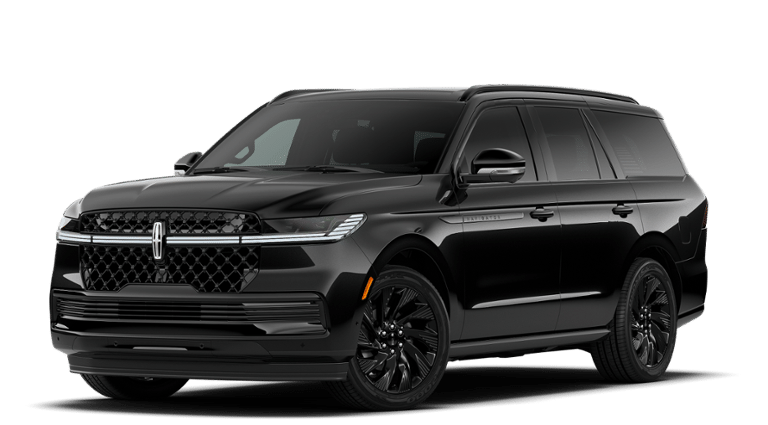 2027 Lincoln Navigator Reserve in Infinite Black Metallic Clearcoat — front three-quarter view