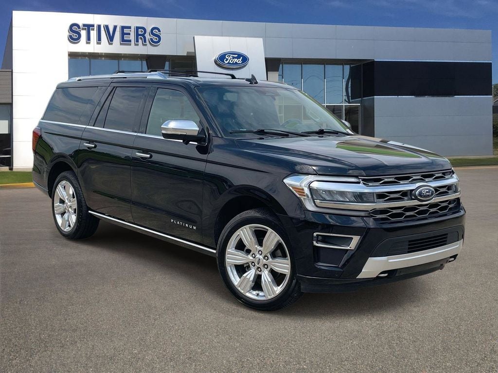 2023 Ford Expedition Max Platinum in Agate Black Metallic — front three-quarter view