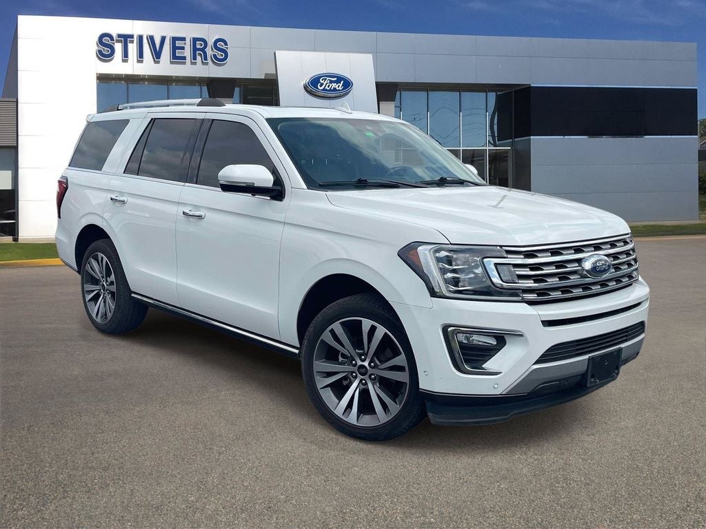 2021 Ford Expedition Limited in White Metallic — front three-quarter view