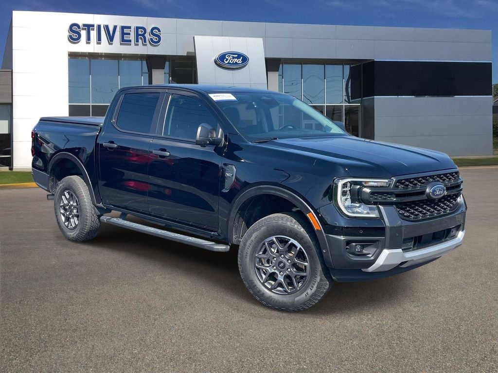 2024 Ford Ranger XLT in Shadow Black — front three-quarter view