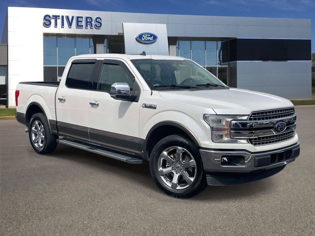 2019 Ford F-150 Lariat in White Platinum Metallic Tri-Coat — front three-quarter view