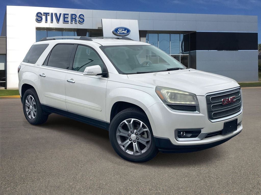 2015 GMC Acadia SLT-1 in White Diamond Clearcoat — front three-quarter view