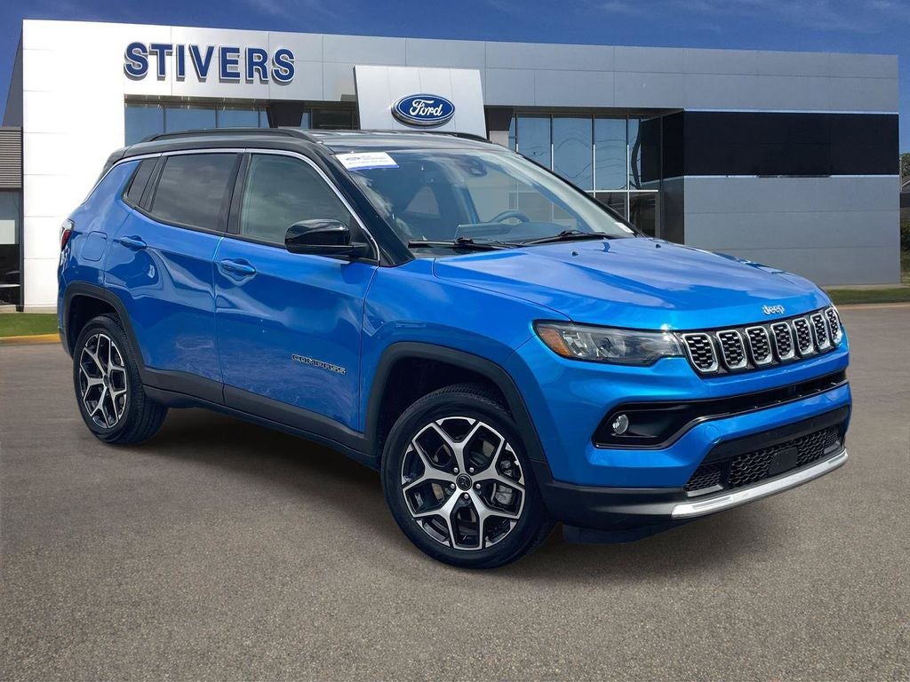 2025 Jeep Compass Limited in Hydro Blue Pearlcoat — front three-quarter view