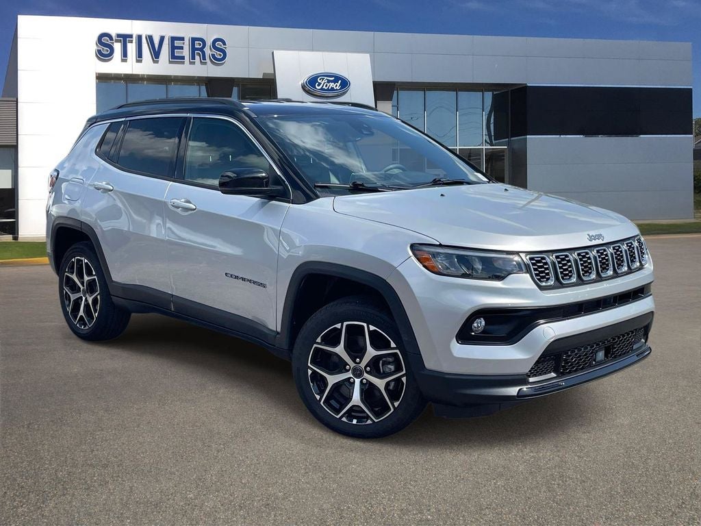 2026 Jeep Compass Limited in Silver Zynith Metallic Clearcoat — front three-quarter view