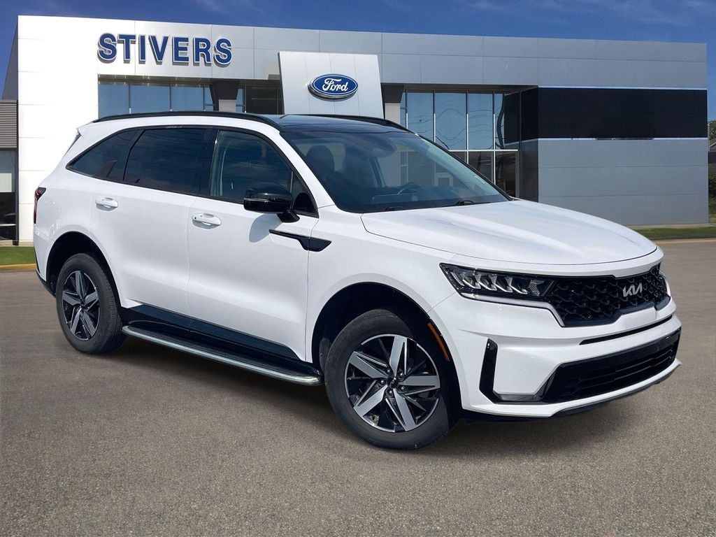 2023 Kia Sorento S in Glacial White Pearl — front three-quarter view